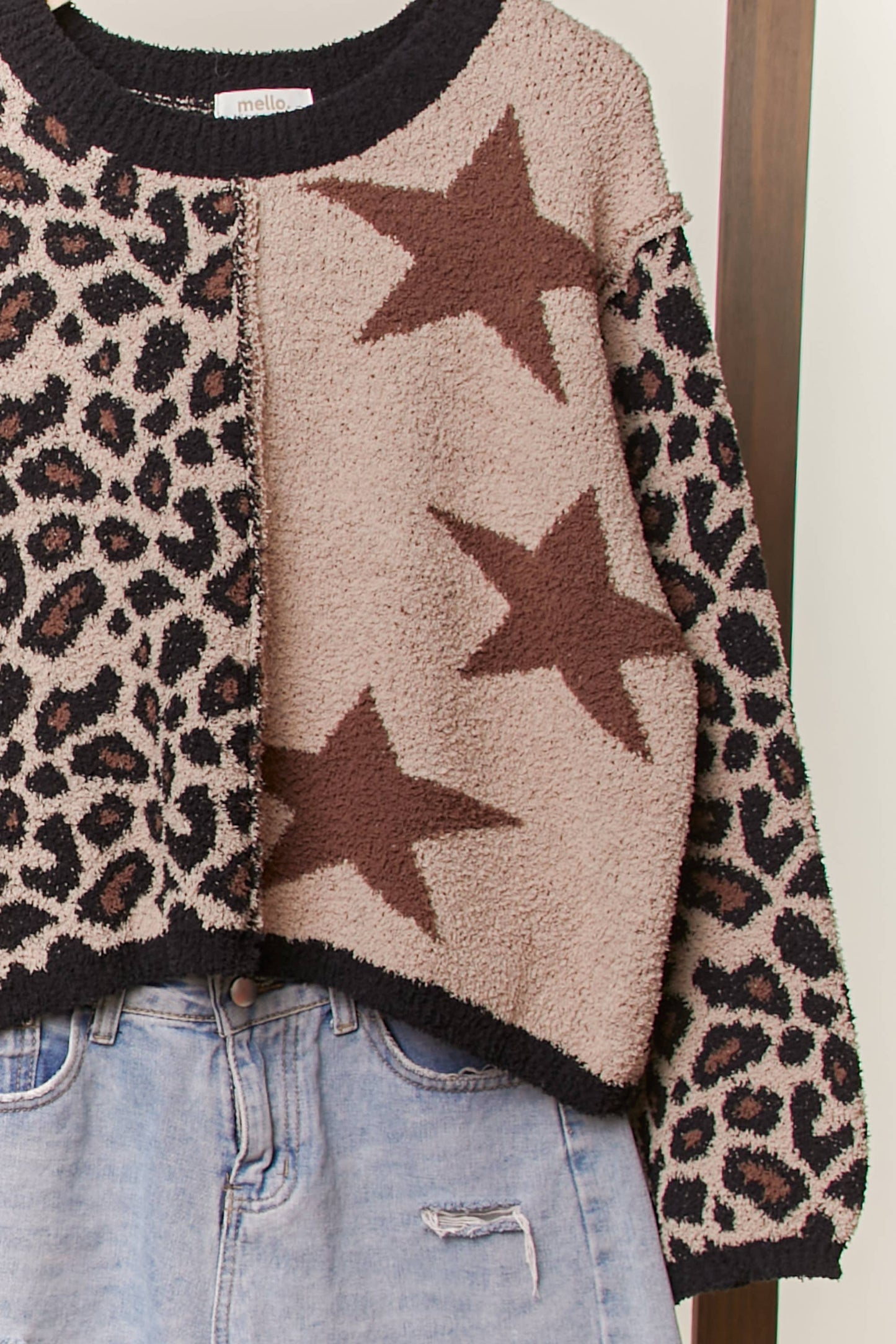 Leopard Star Wide Sleeve Sweater