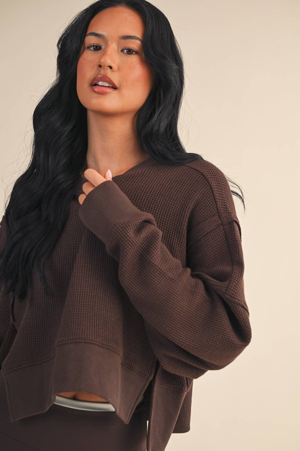 Oversized Waffle Knit Long Sleeve
