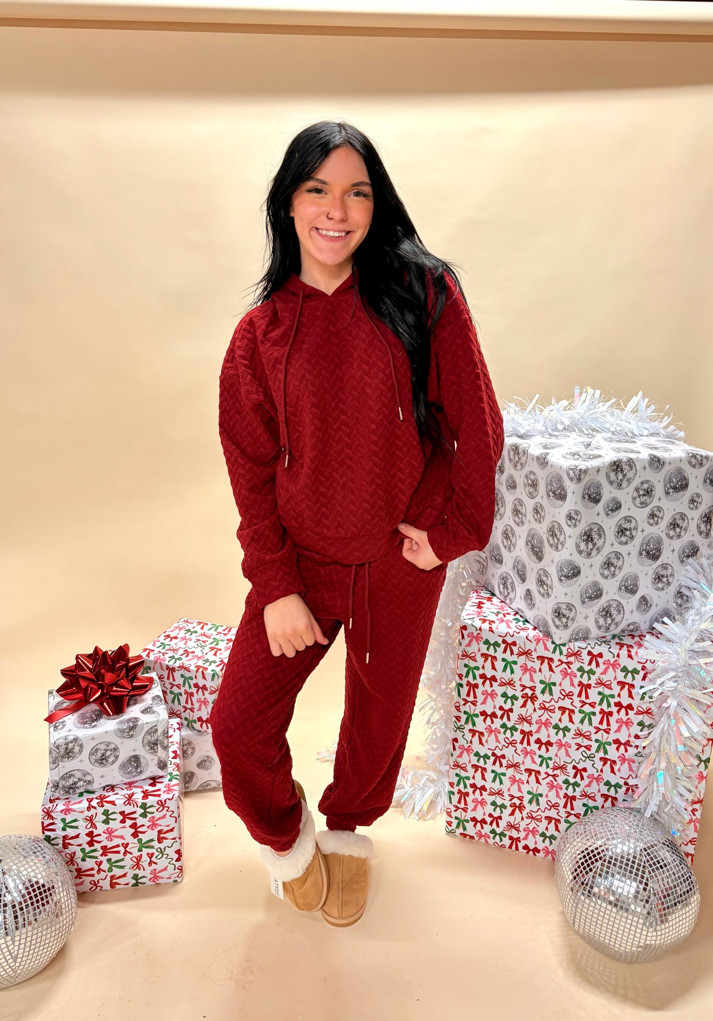 Red Knitted Sweat Set