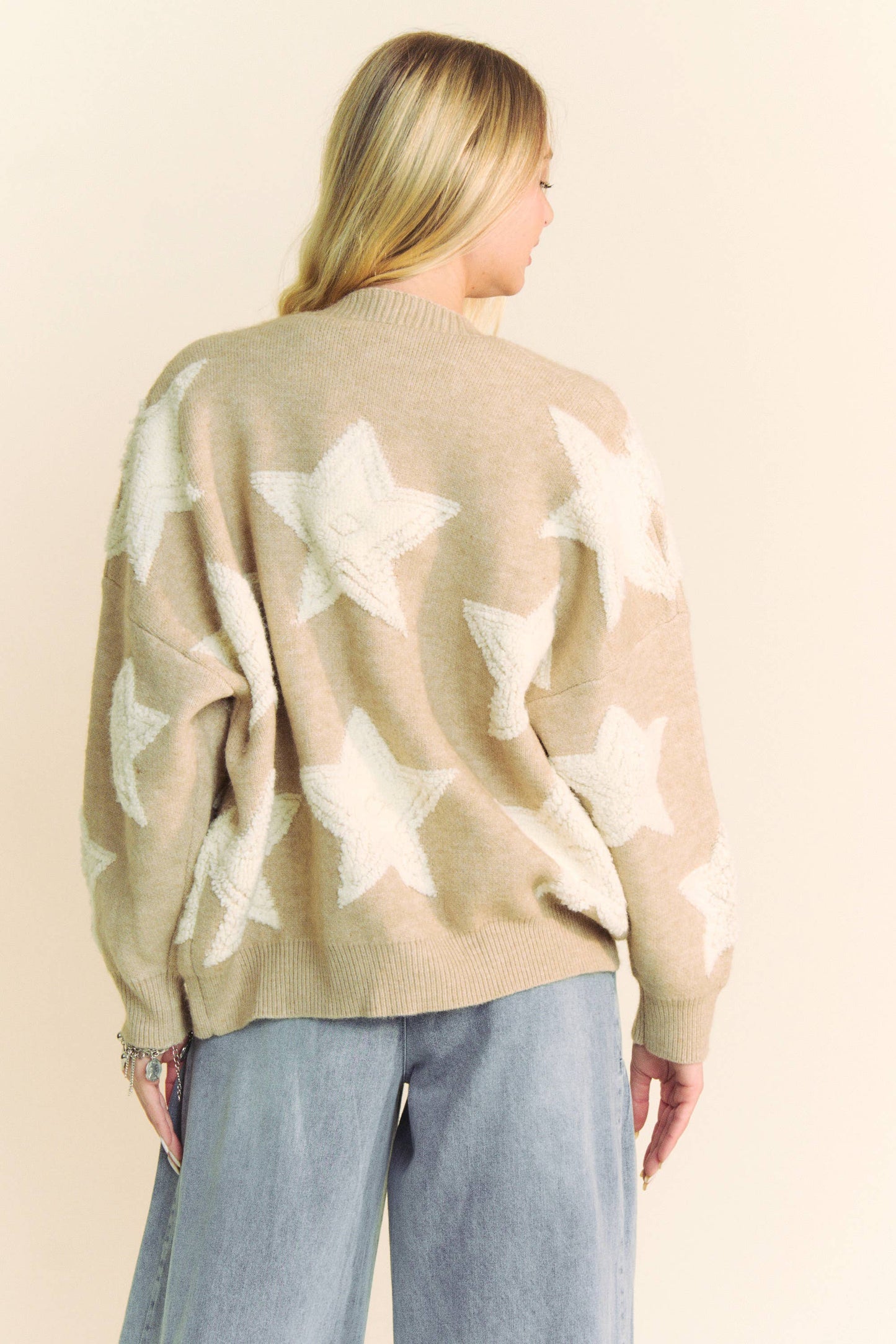 FUZZY KNIT STAR CARDIGAN