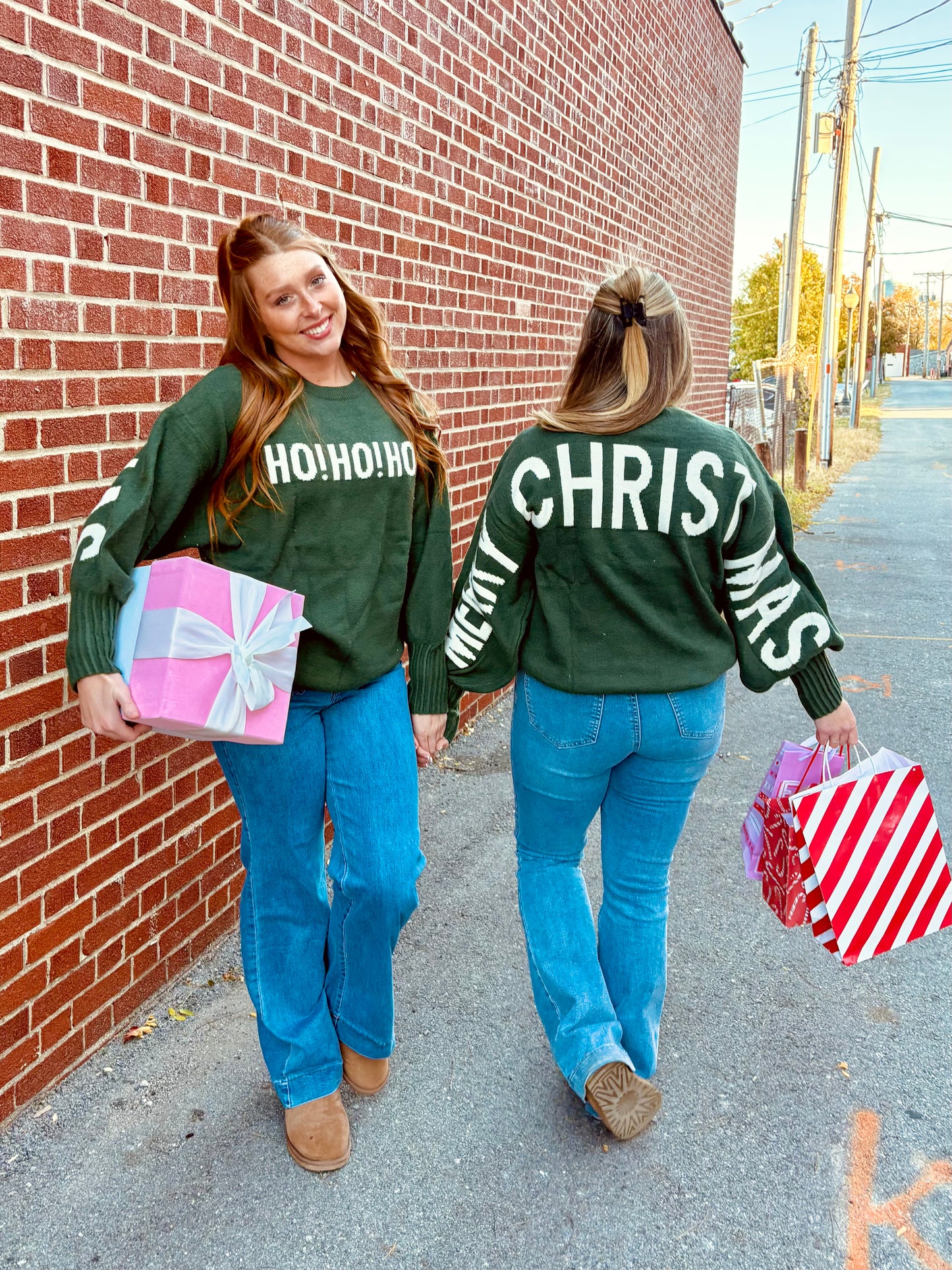 Oversized HO HO HO Bell Sleeve Sweater