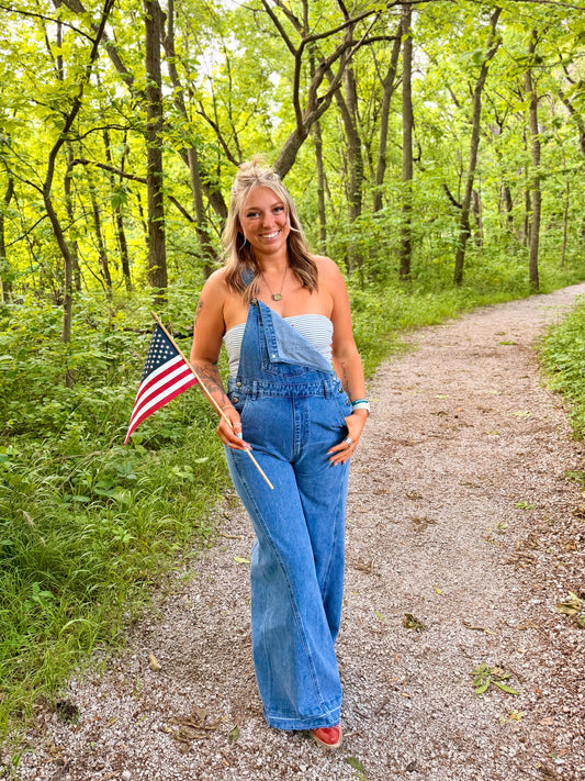 Wide Throwback Denim Overalls