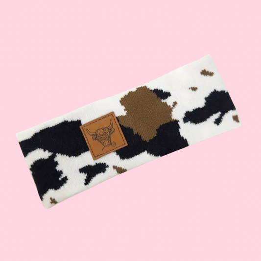 Cow Print Winter Headband