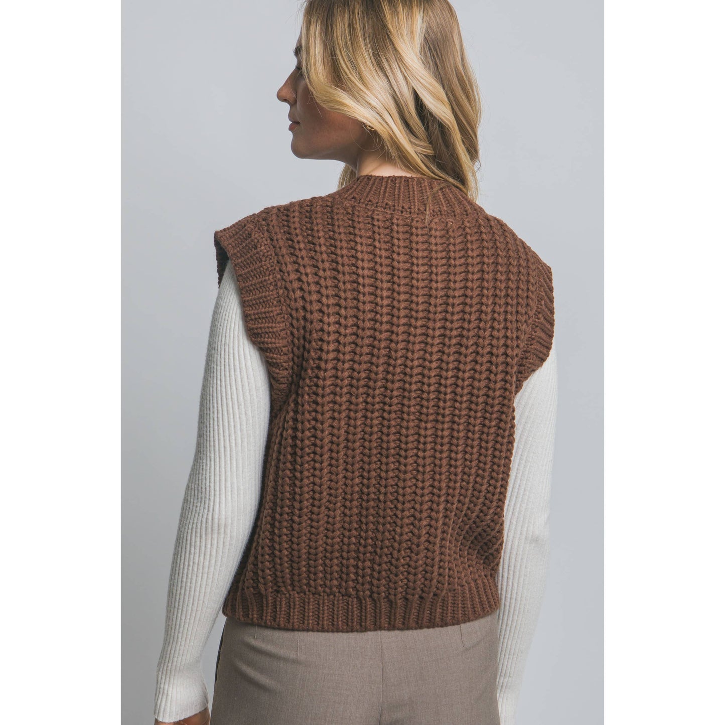 Choco Button Down Knit Vest
