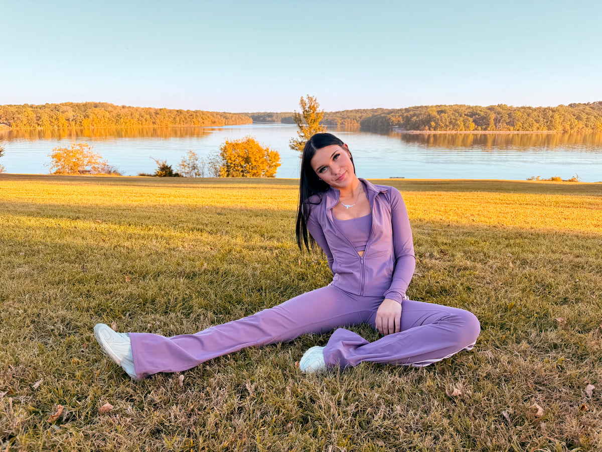 Mauve Stripe Flare Legging