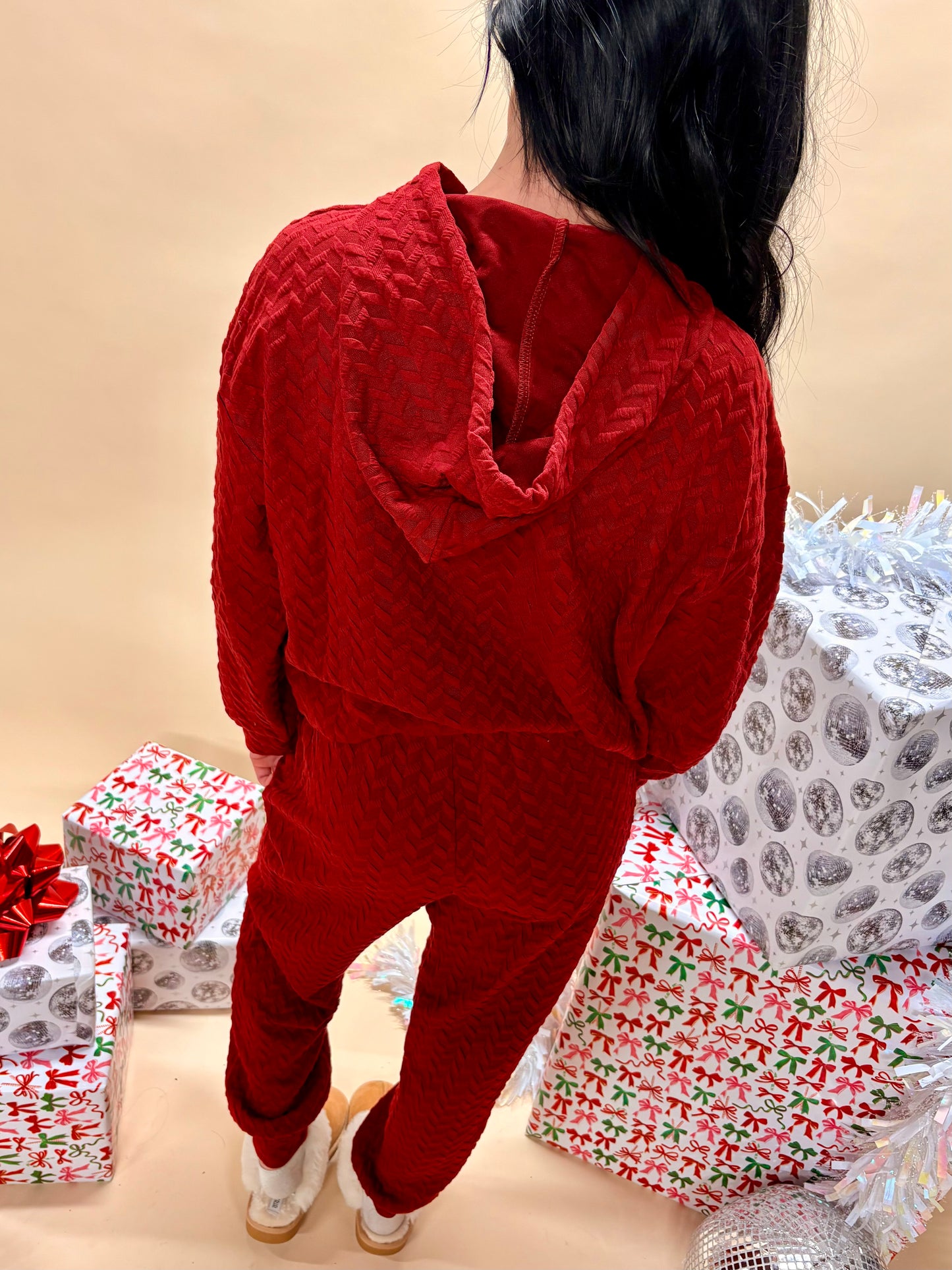 Red Knitted Sweat Set