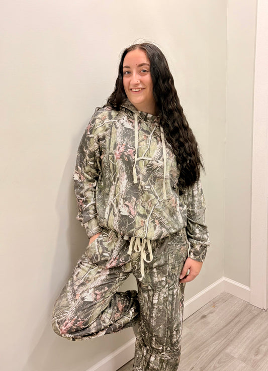 Dark Camo Wide Leg Sweatpants