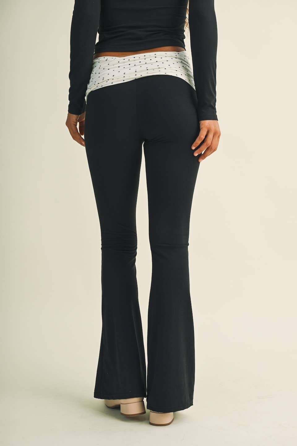 Polka Dot Foldover Flare Pants