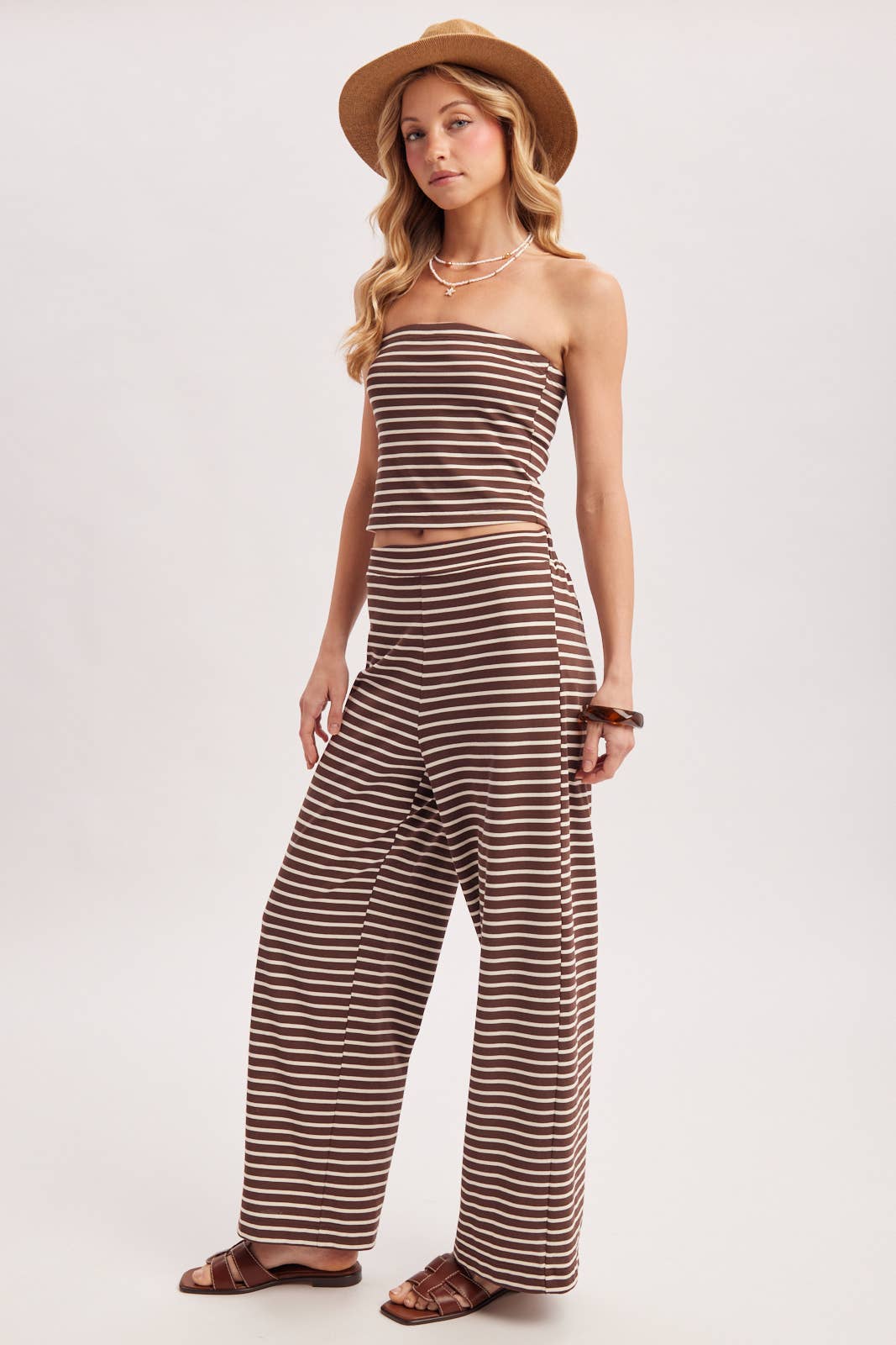 Mocha Striped Lounge Set
