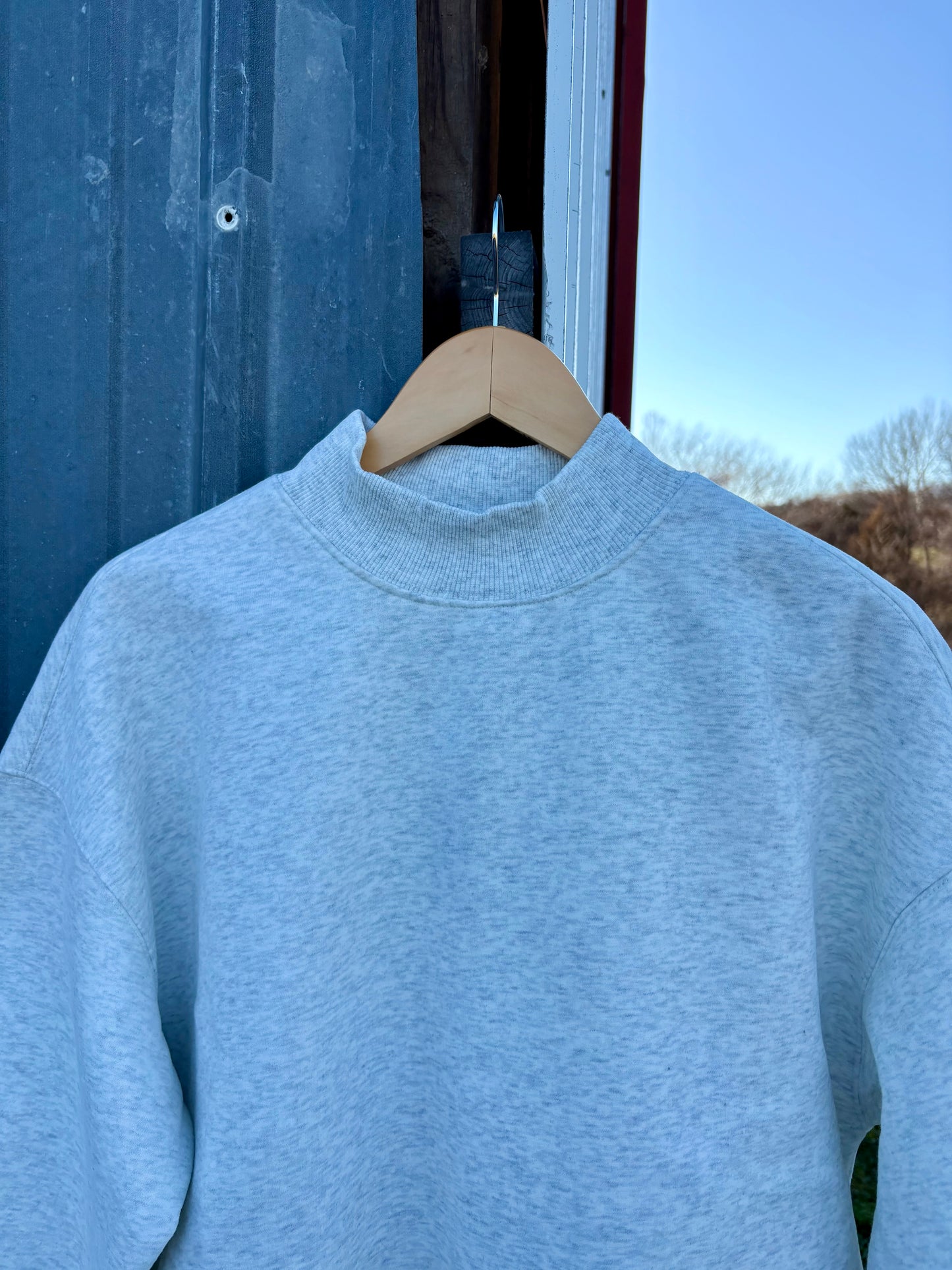 Grey Mock Neck Oversized Sweatshirt