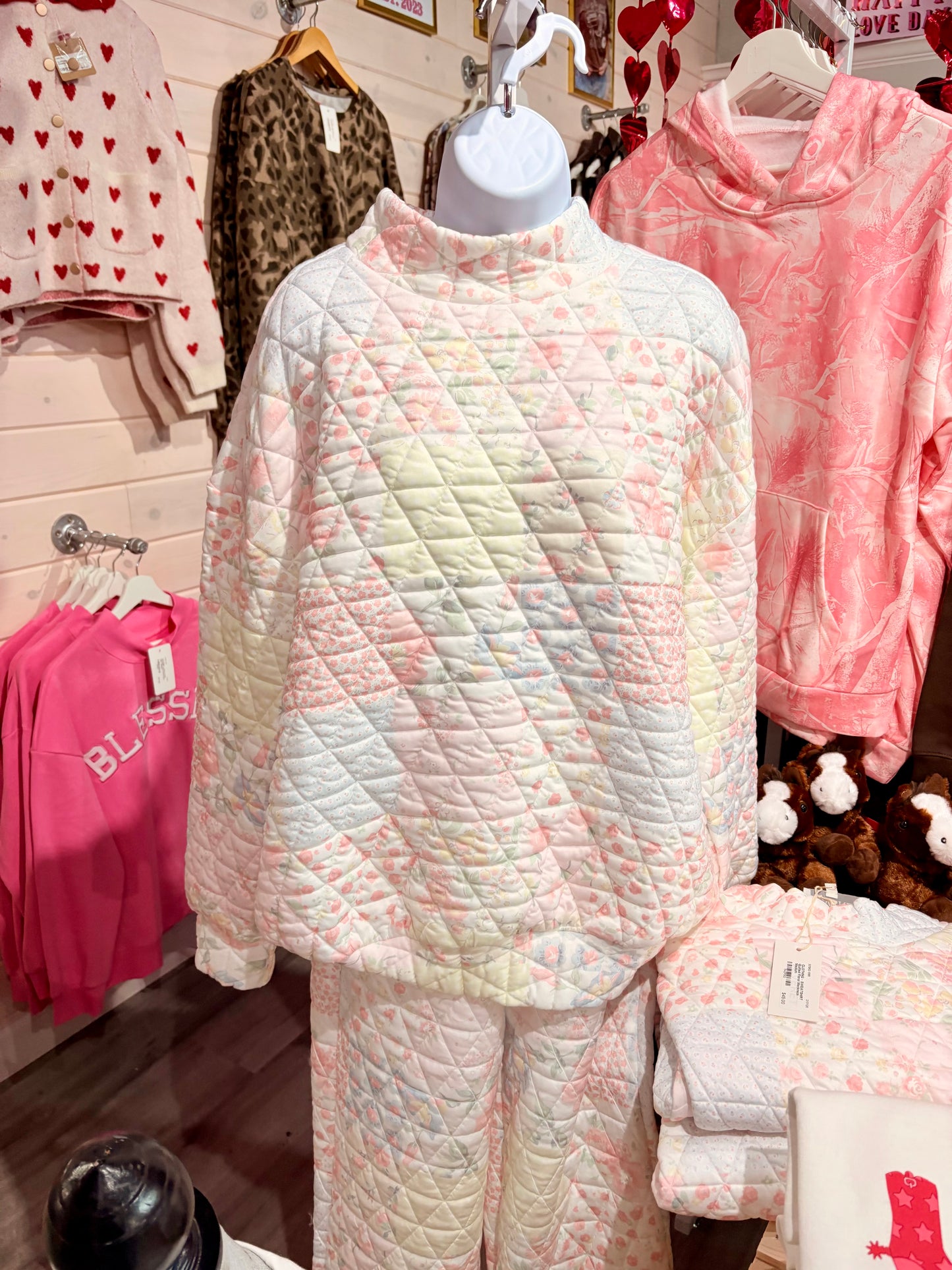 Quilted Floral Sweatpants