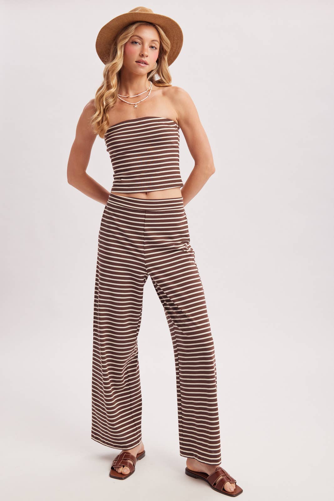 Mocha Striped Lounge Set