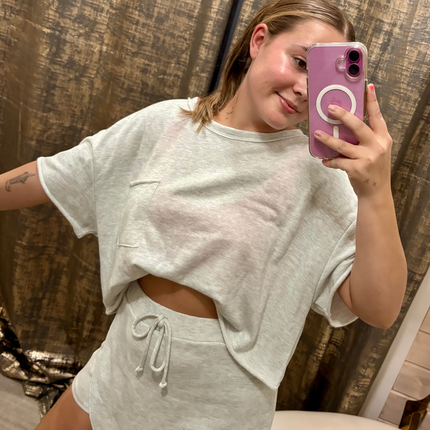 Grey Cotton Short Sleeve