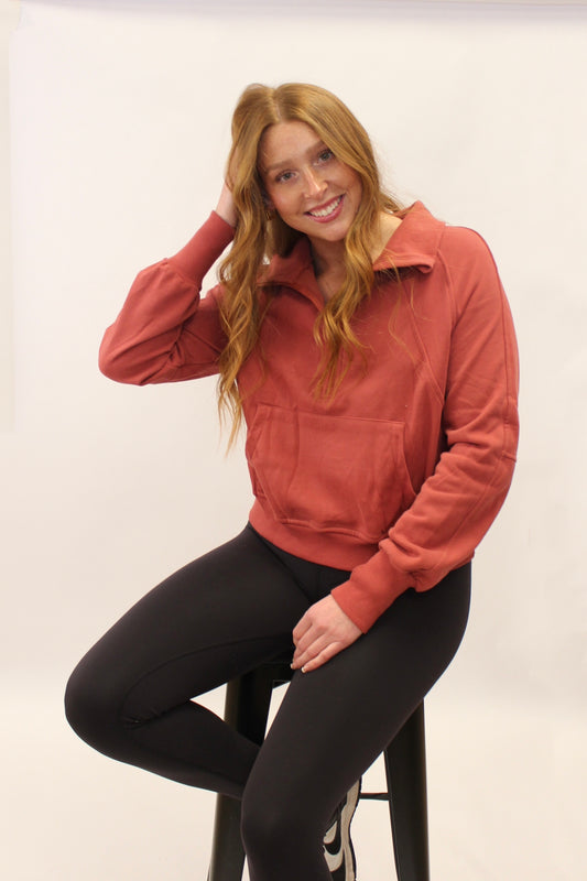 Copper Cropped Quarter Zip Pullover