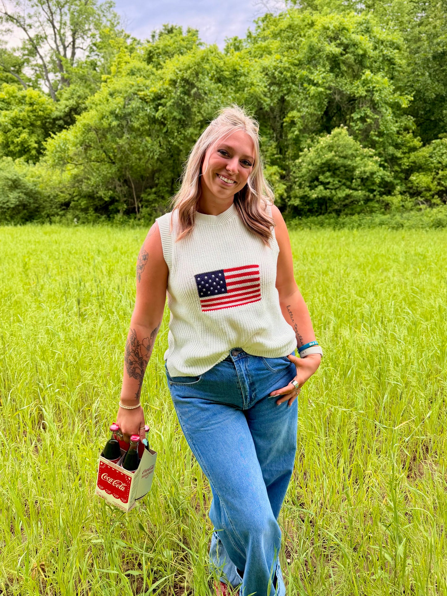 Sleeveless Americana Knit Sweater