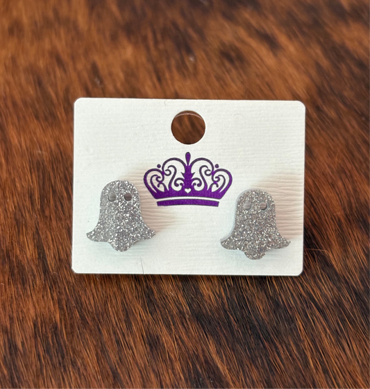 Glitter Ghost Stud Earrings