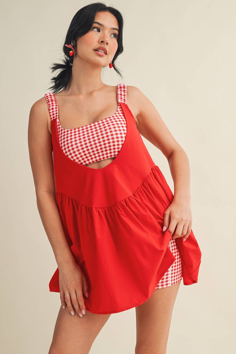 Gingham Print Double Layered Play Dress