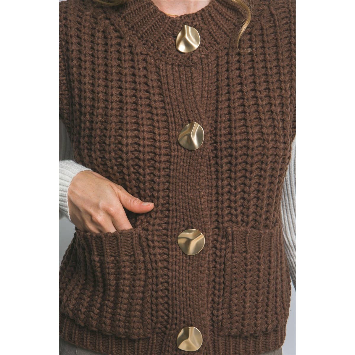 Choco Button Down Knit Vest