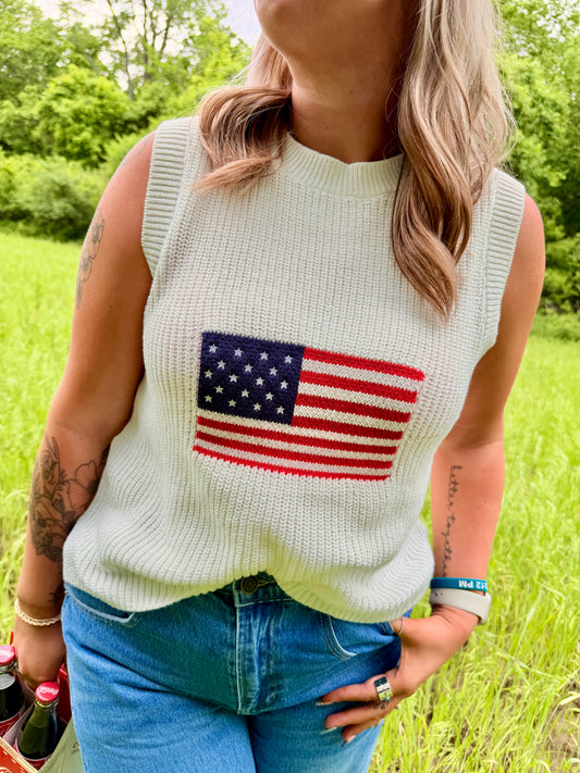 Sleeveless Americana Knit Sweater