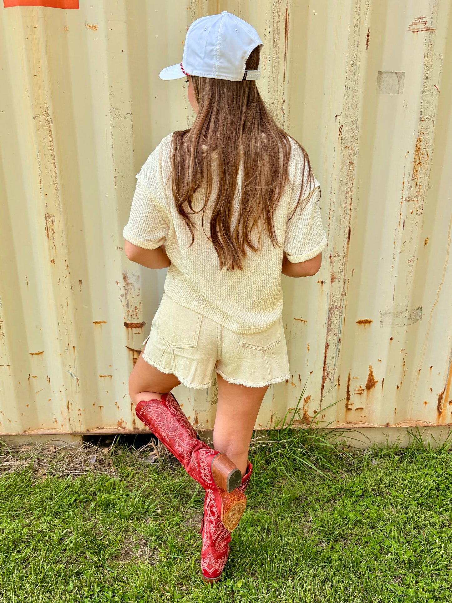 Oatmeal Mineral Washed Denim Shorts