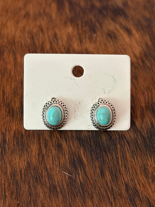 Oval Turquoise Stud Earrings