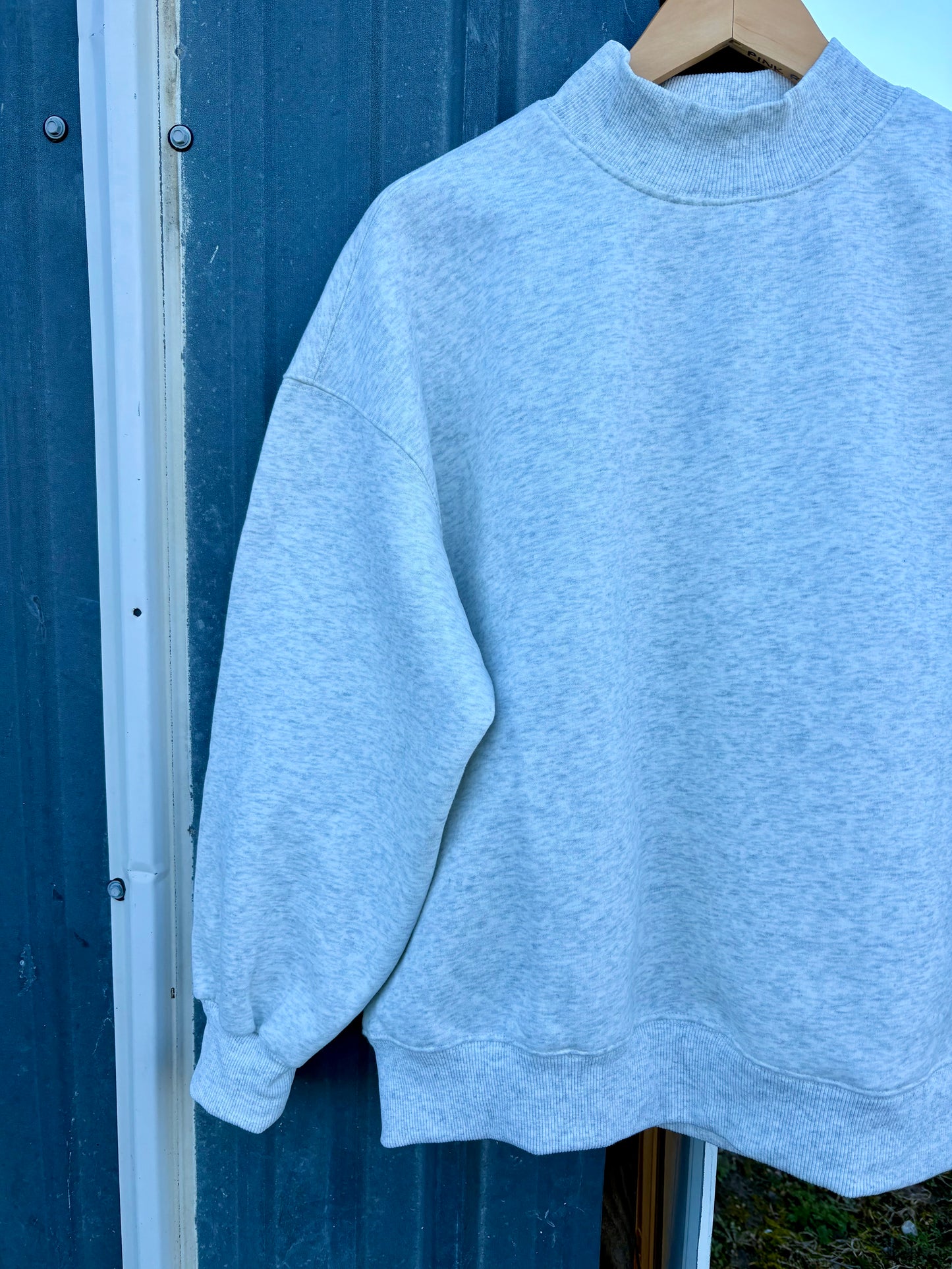 Grey Mock Neck Oversized Sweatshirt