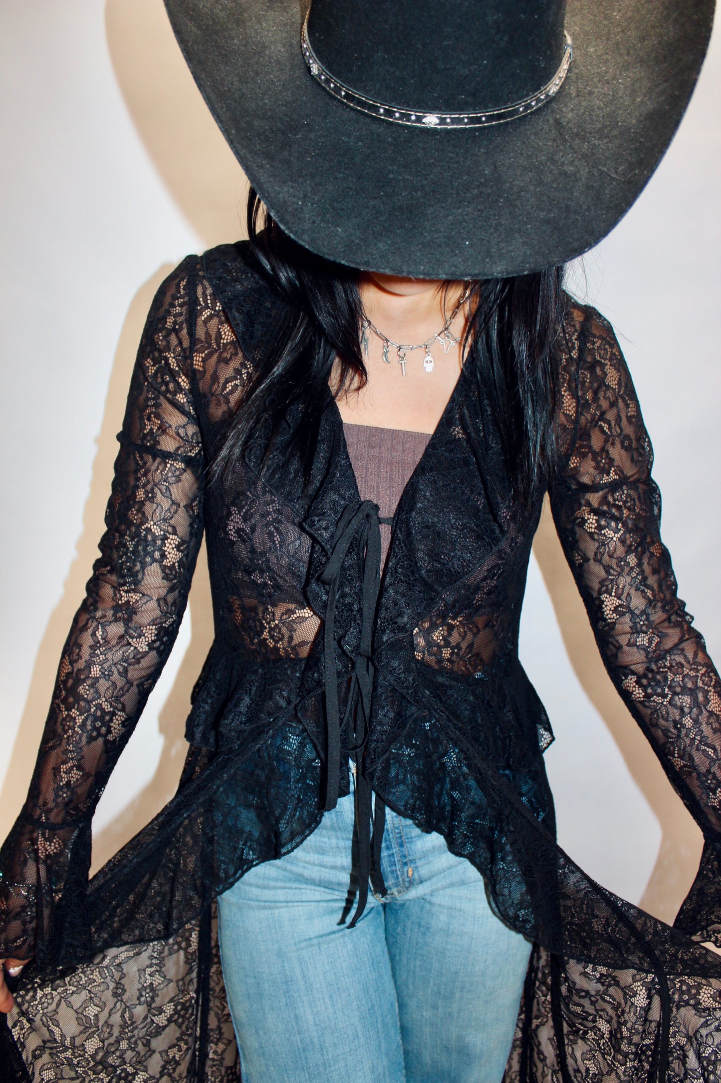 Hell At Night Black Lace Top