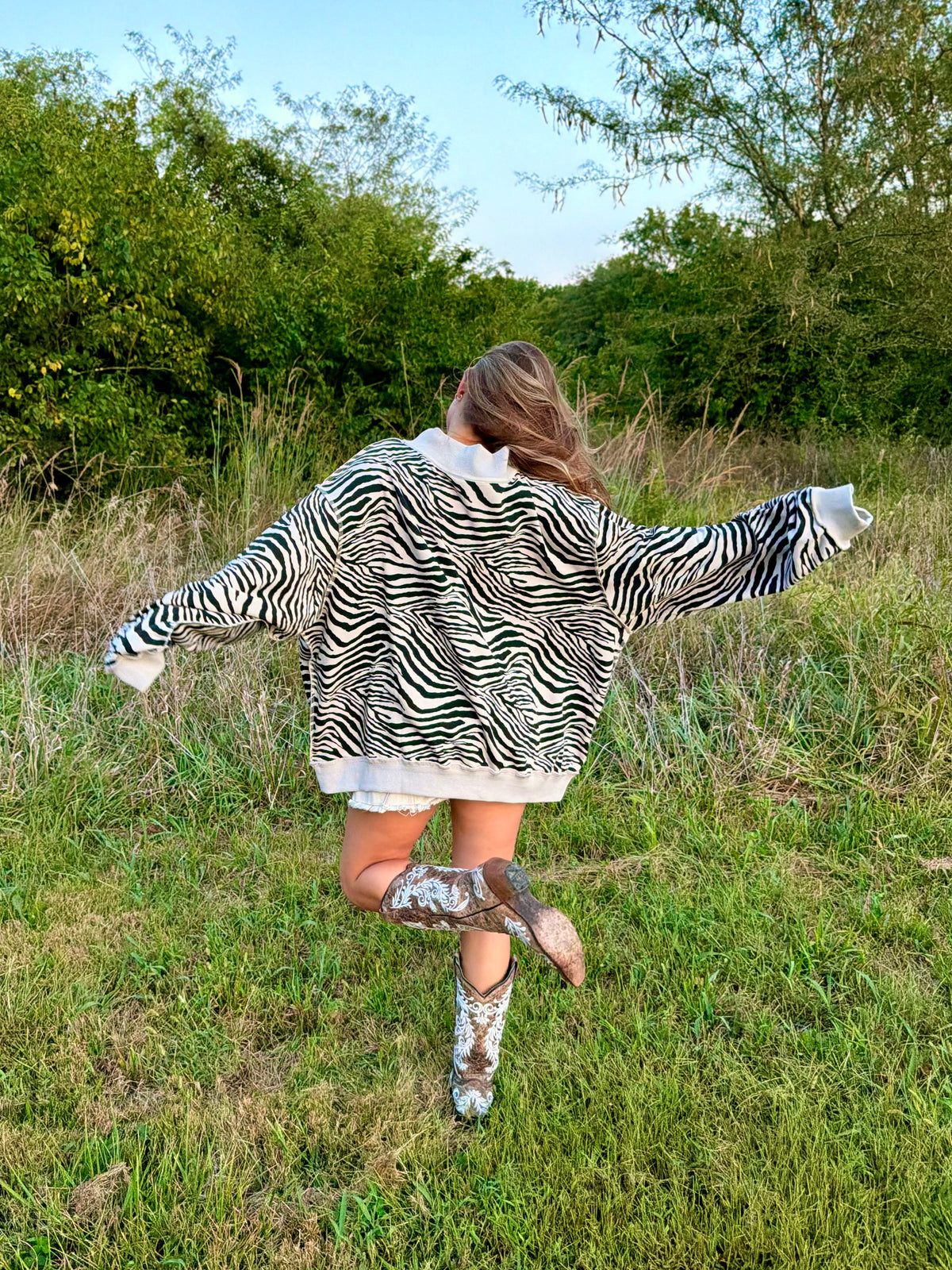 Zebra Mock-Neck Sweatshirt