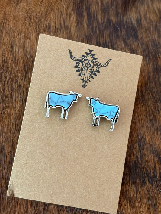 Turquoise Cow Studs