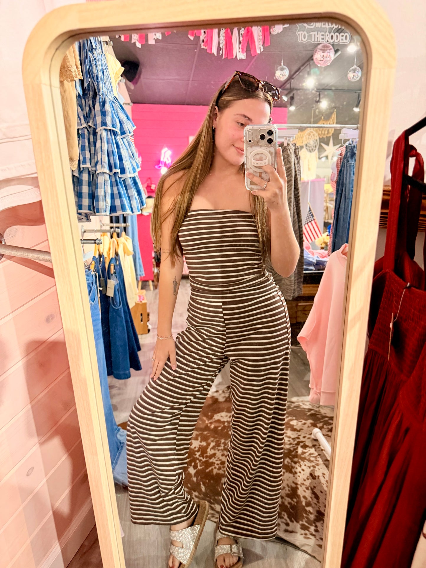 Mocha Striped Lounge Set