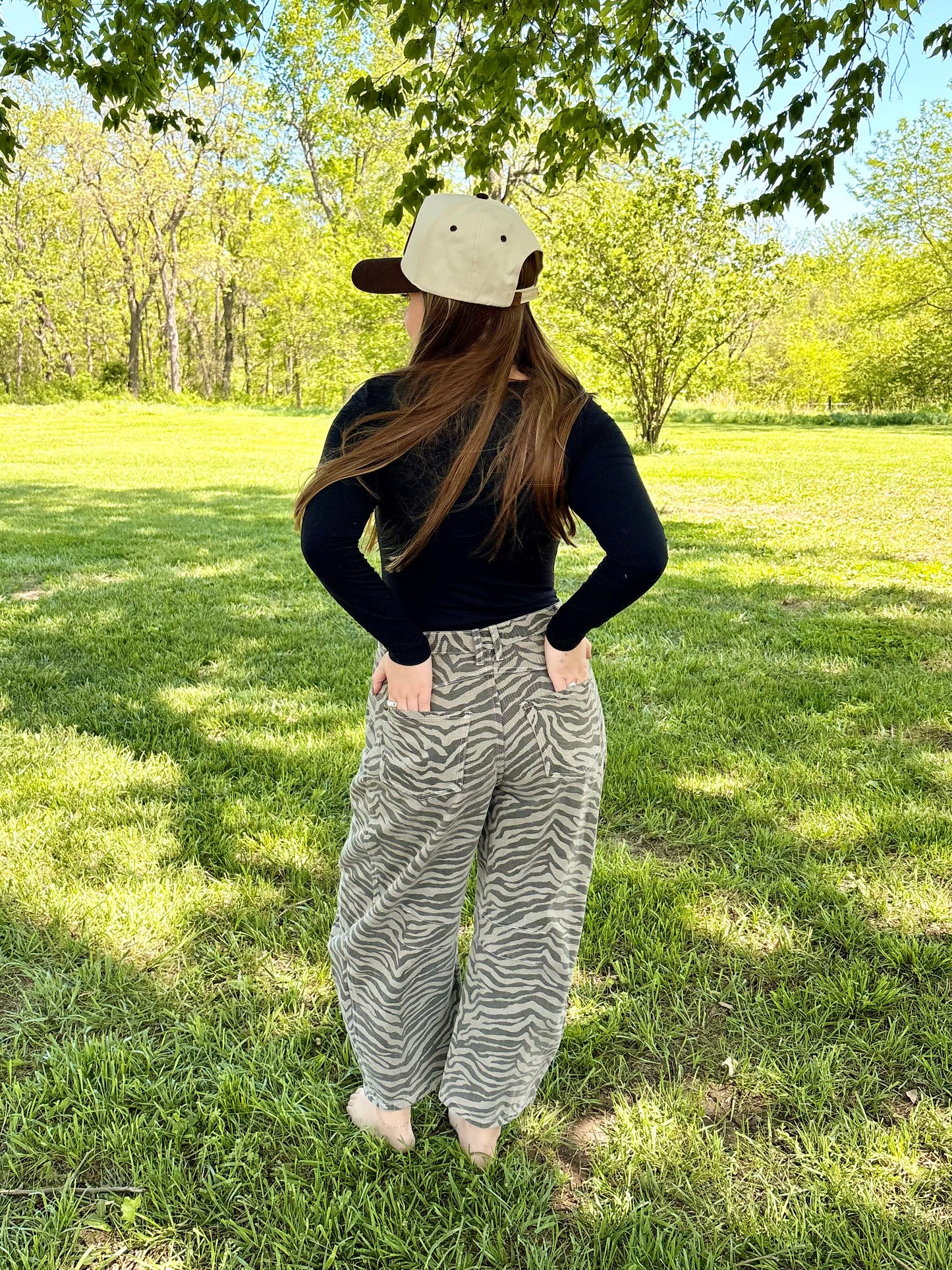 Mocha Zebra Barrel Jeans