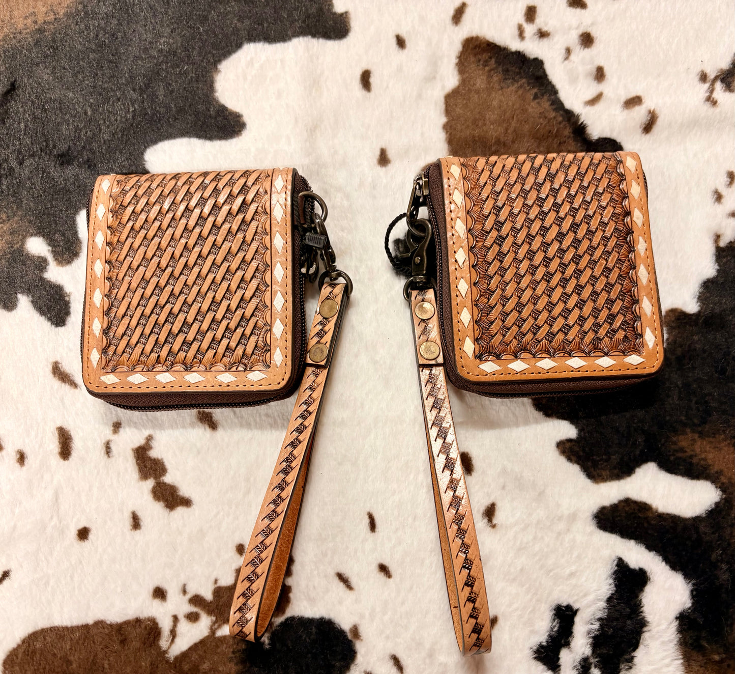 Stitched Leather Zip Wallet