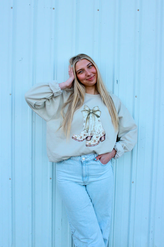 Tan Floral Boot Crew