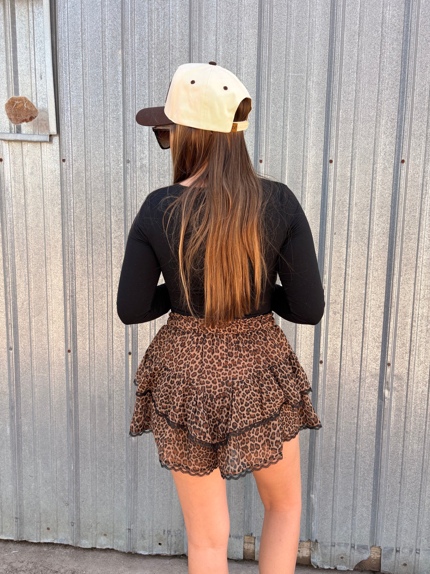 Leopard Tiered Lace Skort