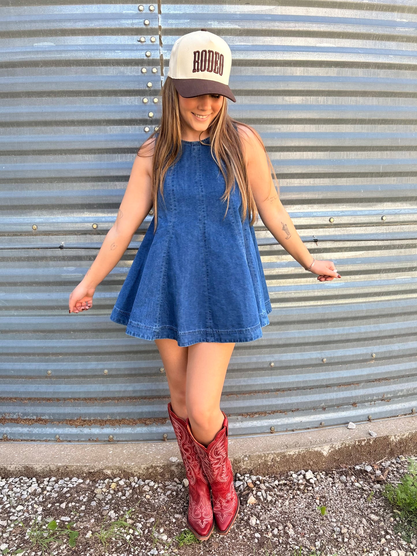 Sleeveless Denim Flared Set