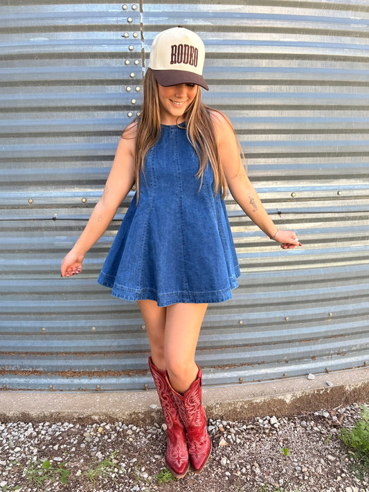 Sleeveless Denim Flared Set