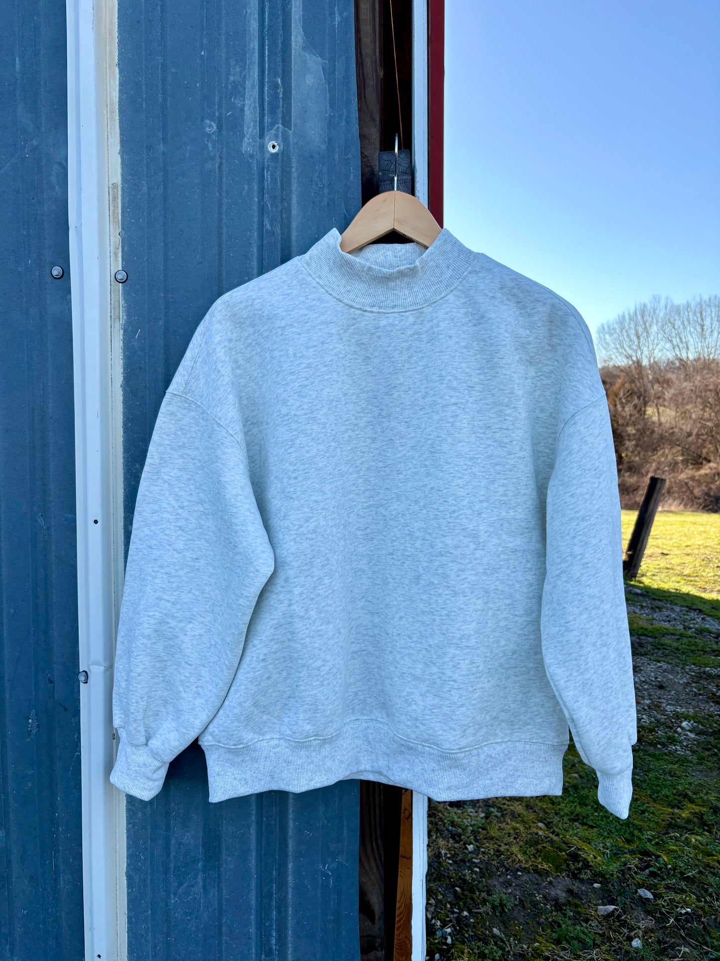 Grey Mock Neck Oversized Sweatshirt