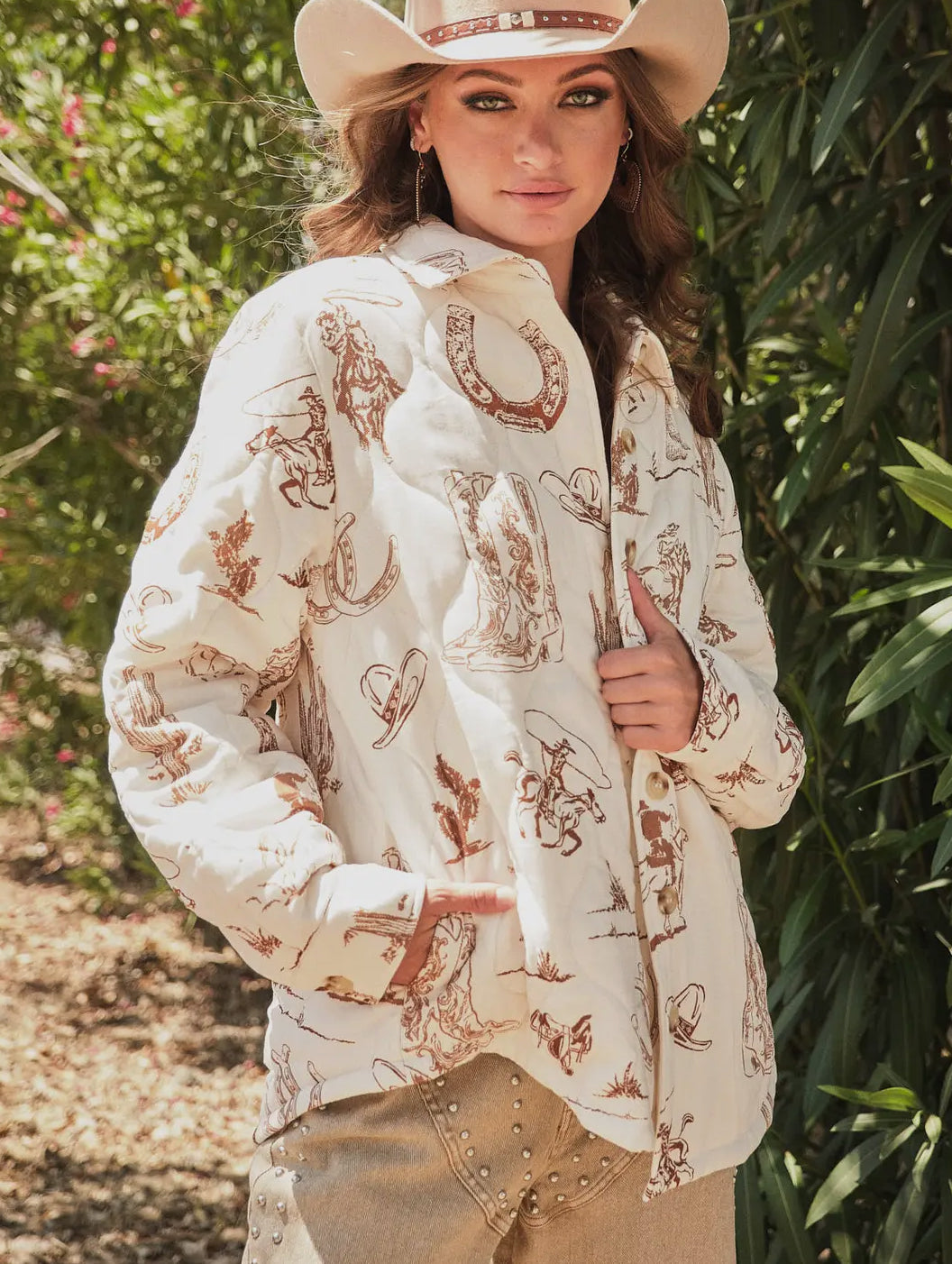 Western Print Quilted Shacket