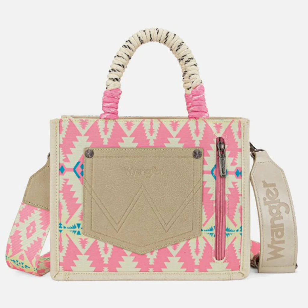 Wrangler Pink and Cream Aztec Tote Bag/Cross Body