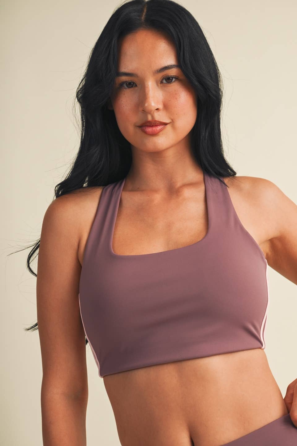 Mauve Stripe Racerback Sports Bra