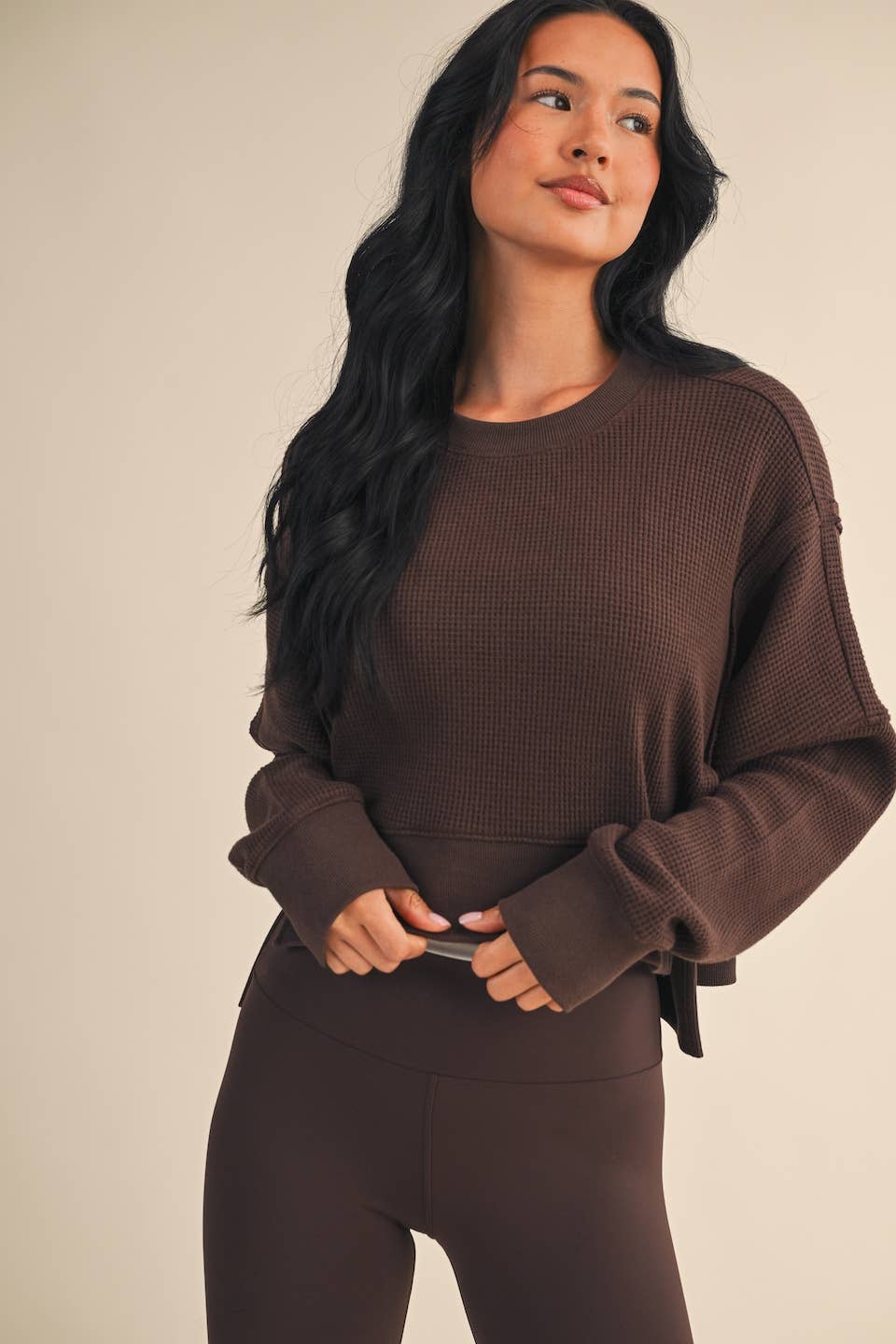 Oversized Waffle Knit Long Sleeve