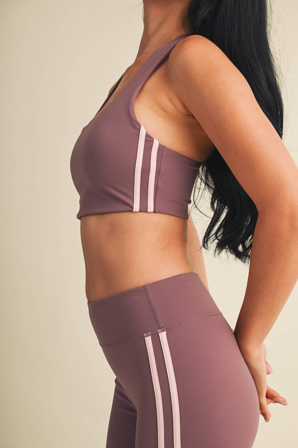 Mauve Stripe Racerback Sports Bra