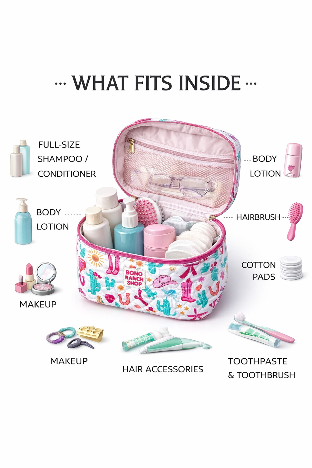 Cowgirl Quilted Cosmetic Bag