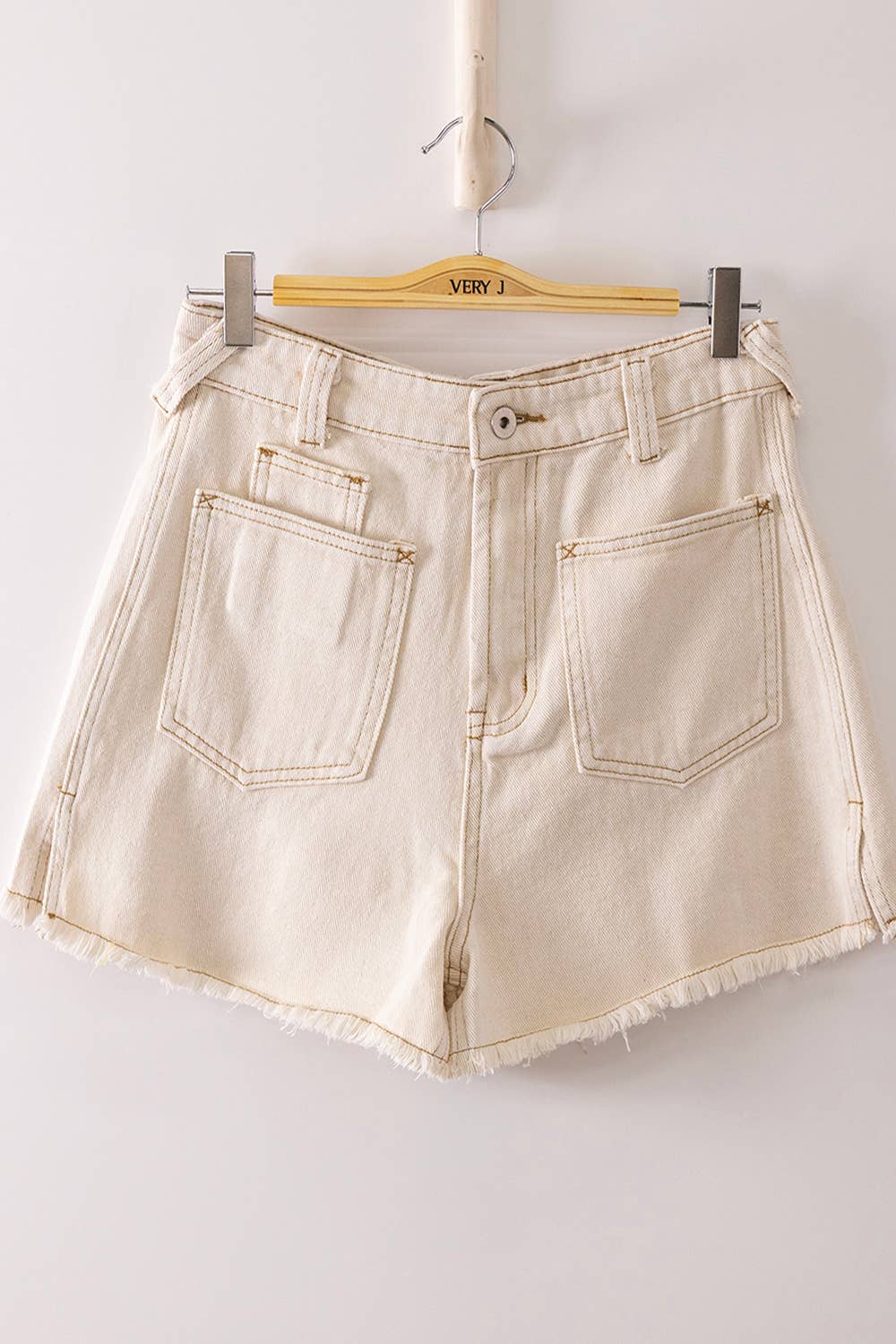Oatmeal Mineral Washed Denim Shorts