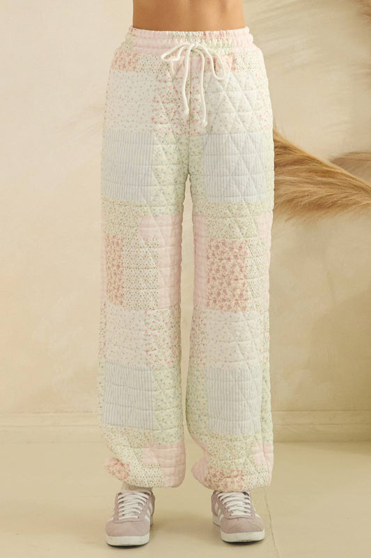 Quilted Floral Sweatpants