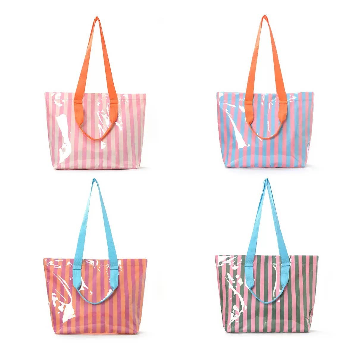 Neon Striped Beach Bag