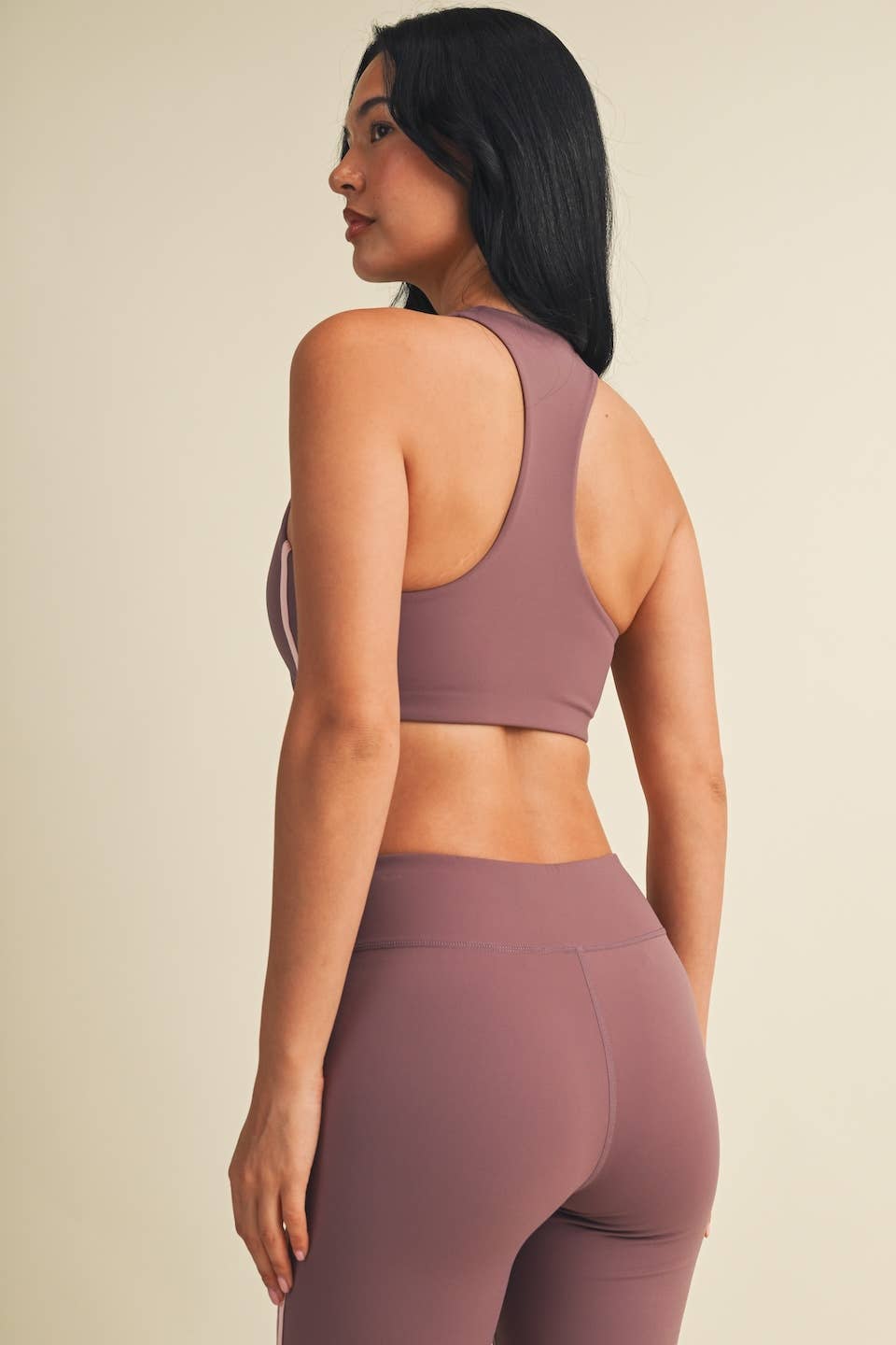 Mauve Stripe Racerback Sports Bra