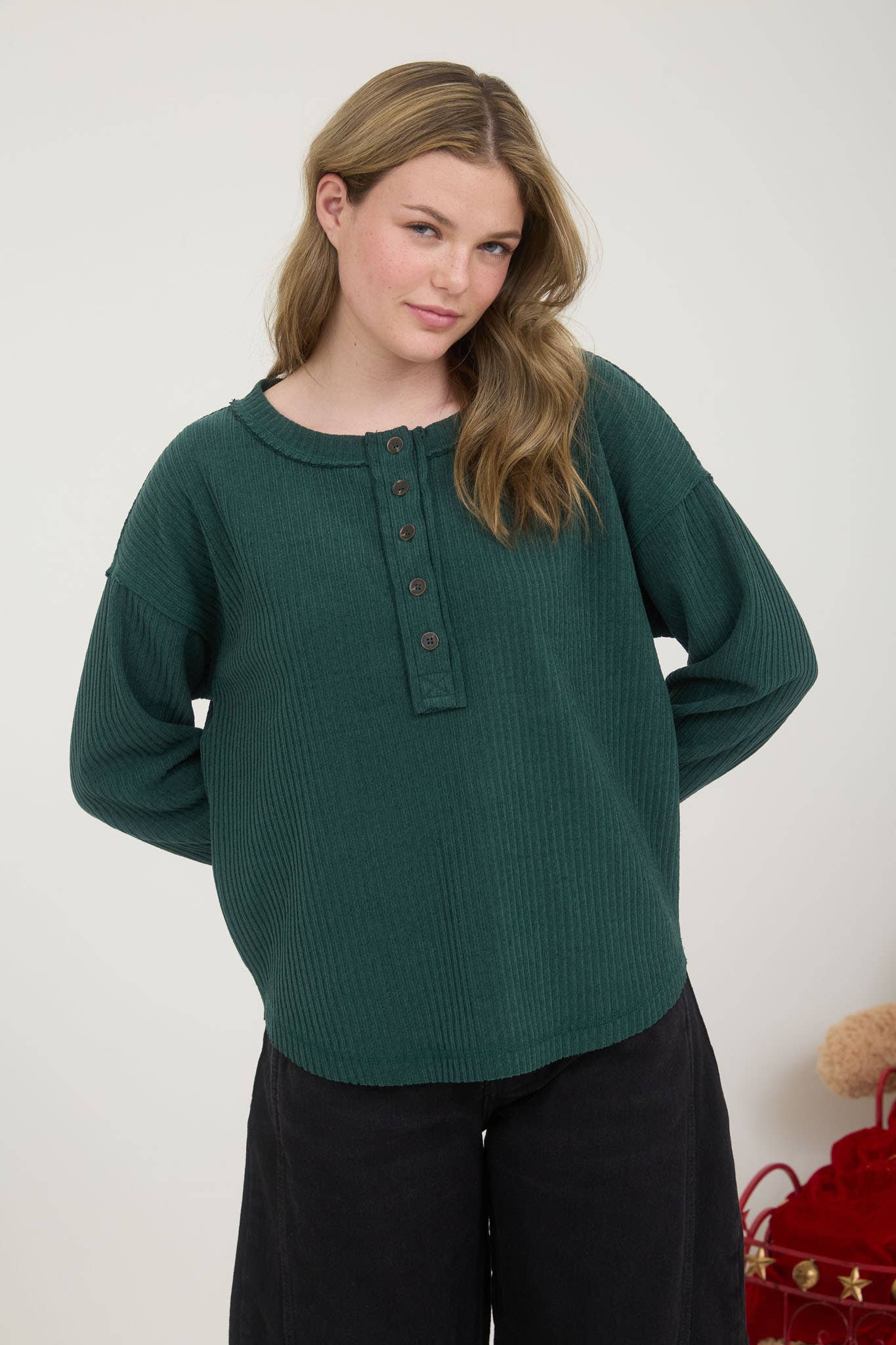 Holiday Green Long Sleeve Knit Top